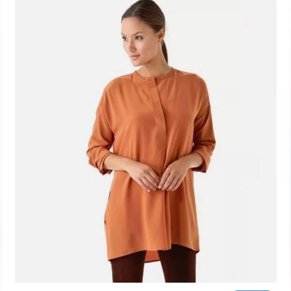 Vince Women's Silk Blouse in Warm Orange